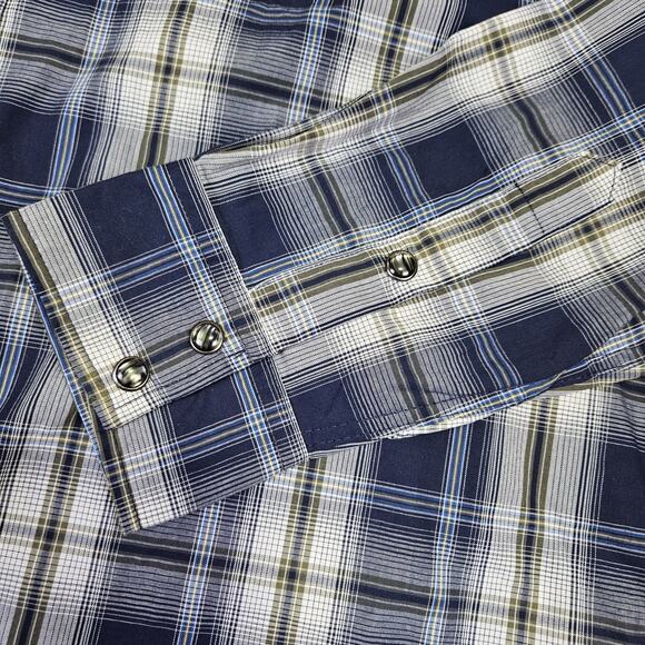 NEW Gibson Trading Co Mens Pearl Snap Western Shirt L Plaid Blue Rodeo Cowboy - Picture 4 of 16